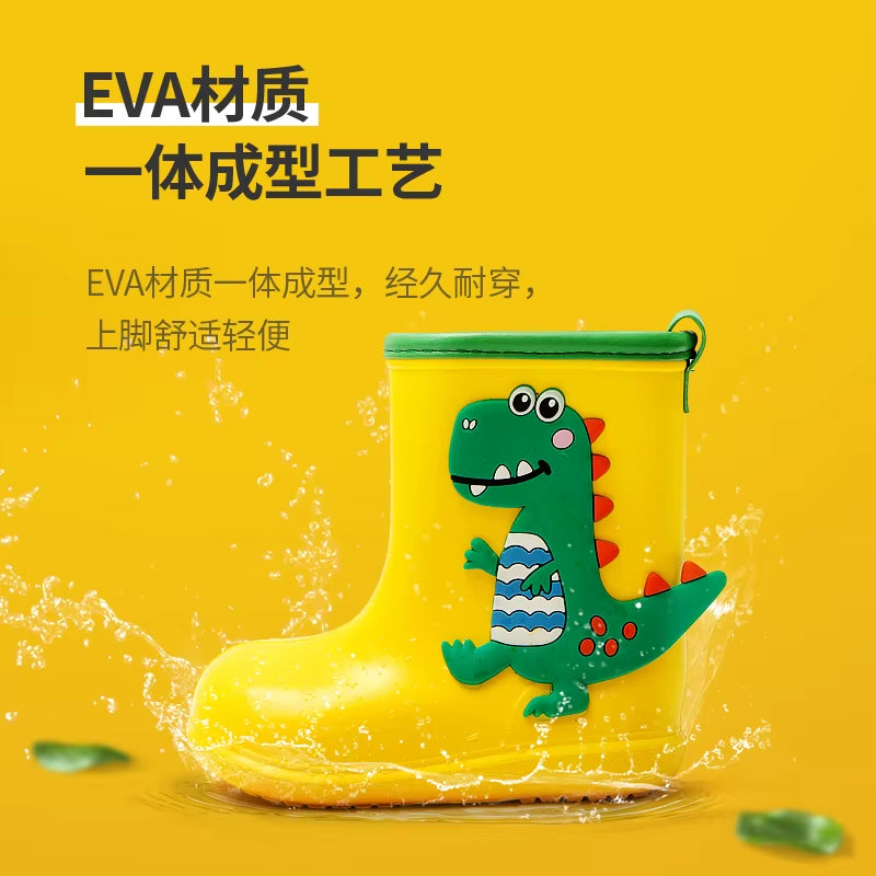 Children Rain Boots Baby Boys Girl EVA Non-Slip Outdoor Cartoon Dinosaur Rain Boots for Kids Waterproof Shoes Water Boots Girl