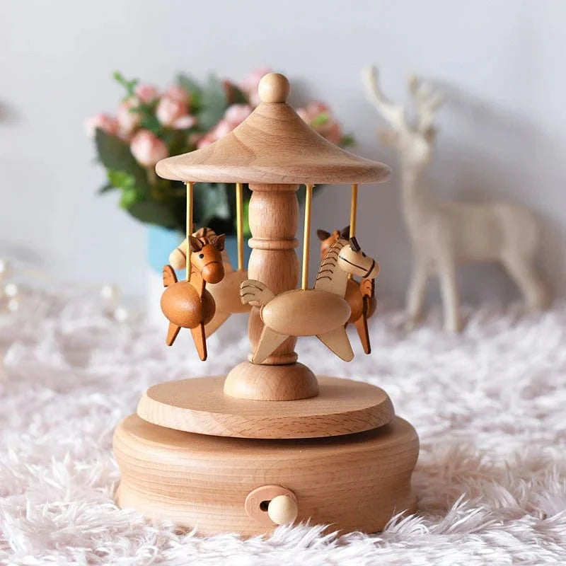 Boîte à Musique Carrousel en Bois